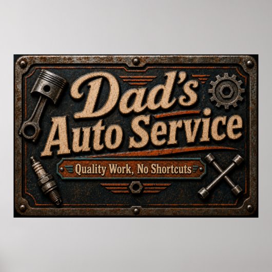 Poster voor vaders garage (Voorkant)