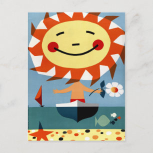 Poster voor Vintage-reizen in Portugal teruggezet Briefkaart