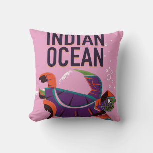 Poster voor vintonijnreizen in de Indische Oceaan Kussen
