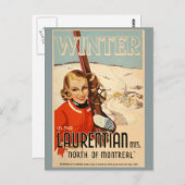 poster voor winterskiën briefkaart (Voorkant / Achterkant)