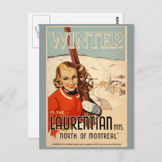 poster voor winterskiën briefkaart (Voorkant / Achterkant)