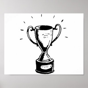 Poster voor zwarte en witte trofie