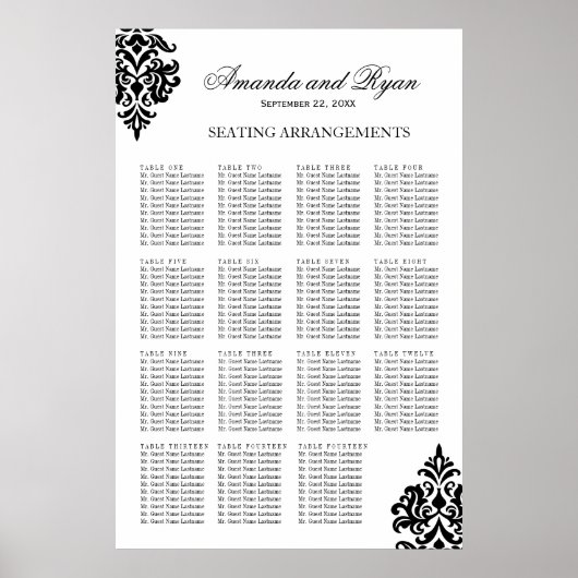 Poster voor zwarte en witte zitplaats (Voorkant)