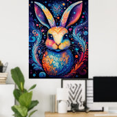 Poster Vortex Vivid : Joie de lapin en fleurs (Bureau à domicile)