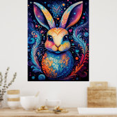 Poster Vortex Vivid : Joie de lapin en fleurs (Cuisine)