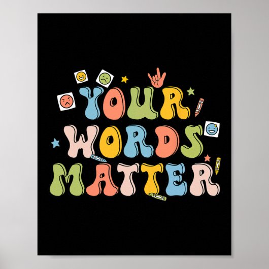 Poster Vos mots Problème Pathologiste rétro Santé mentale (Devant)