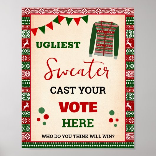 Poster Vote for Ugliest Christmas Sweater Sign (Devant)