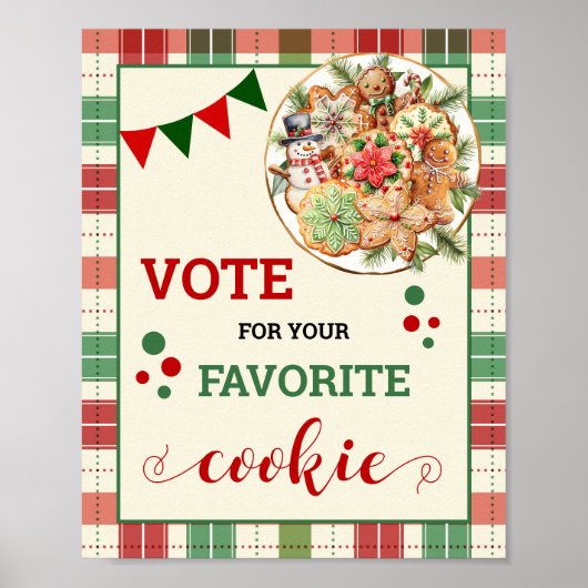 Poster Voter pour vos cookies favoris Signet de Noël (Devant)