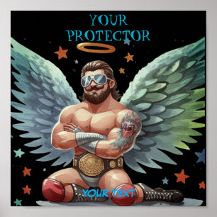 Poster Votre Ange Gardien Protecteur Lutteur de Spectacle
