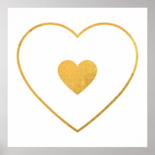 Poster Votre coeur dans mon coeur Jaune d'or