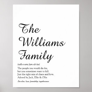 Poster Votre définition de famille en noir et blanc