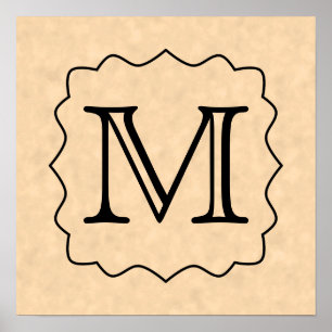 Poster Votre lettre. Monogramme fait sur commande. Noir