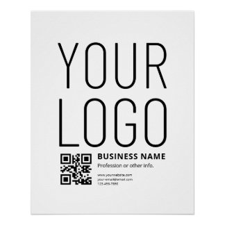 Poster Votre logo avec code QR et texte modifiables