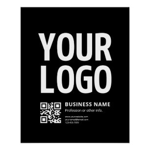 Poster Votre logo avec QR code et texte modifiables