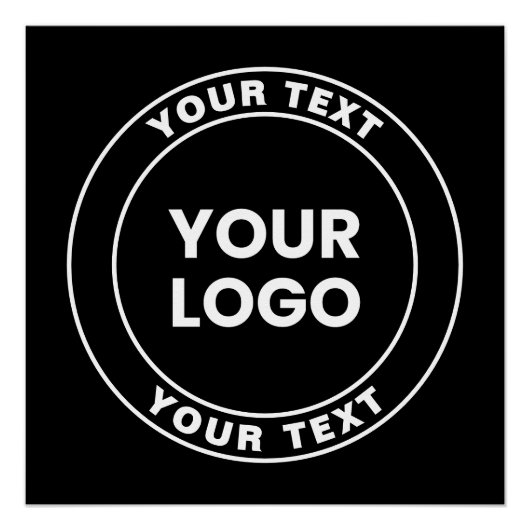 Poster Votre logo téléchargé + Texte circulaire gras (Devant)