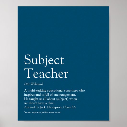 Poster Votre Meilleur Professeur Définition Typographique (Devant)
