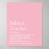 Poster Votre meilleure enseignante jamais Définition Rose (Devant)