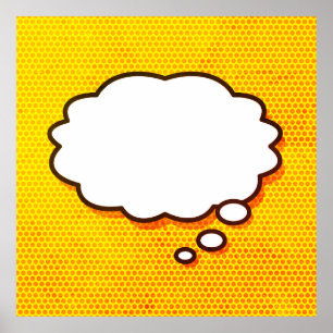 Poster Votre Message Bulle de Pensée Amusant Bande Dessin