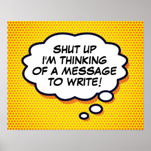 Poster Votre message Pensez Buble Amusant Rétro Comic Boo