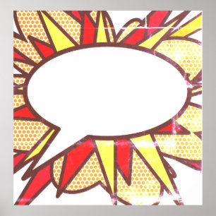 Poster Votre message Voix Bubble Amusant Retro Comique Li