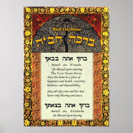 Poster Votre nom Bénédiction pour la maison (Devant)