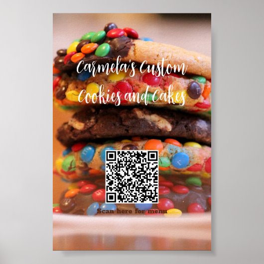 Poster Votre nom d'entreprise Texte avec code QR de menu (Devant)