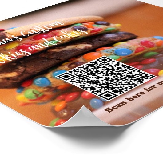 Poster Votre nom d'entreprise Texte avec menu Code QR Pho (Coin)