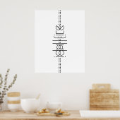 Poster Votre nom en tant que glyphes Aliens Unique Blanc (Cuisine)