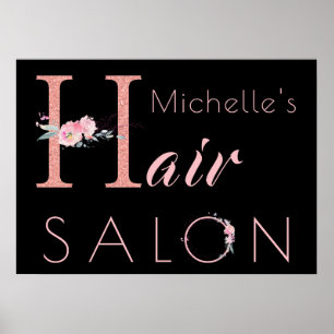 Poster Votre nom salon de coiffure parties scintillant fl