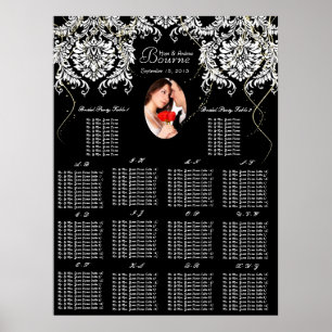 Poster Votre photo Black White Damask 140 + Seating Chart