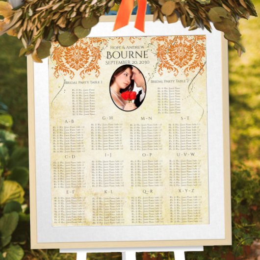 Poster Votre photo Coral Damask Gold Seing Chart