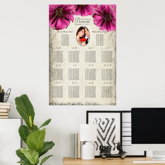 Poster Votre Photo Fuchsia Gerber Daisy Seating Chart (Bureau à domicile)