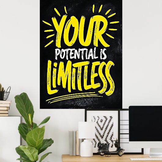 Poster Votre Potentiel Est Limité - Citation Motivationne (Bureau à domicile)