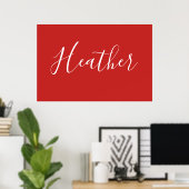 Poster Votre script blanc personnalisé en rouge (Bureau à domicile)