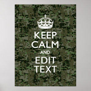 Poster Votre texte Camouflage numérique Vert olive Conser