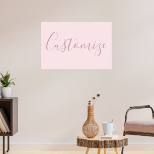 Poster Votre texte   Élégant Script & Soft Blush Rose