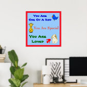 Poster Vous êtes adoré Animal Inspirational Kids Citation (Bureau à domicile)