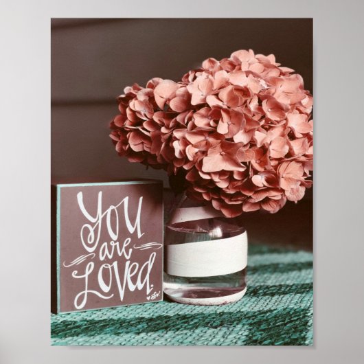 Poster Vous êtes adoré Fleurs roses Aimer (Devant)