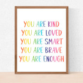 Poster Vous êtes aimé Affirmations de nurserie arc-en-cie