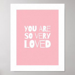 Poster Vous Êtes Aimé Doux Décor Moderne Rose