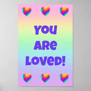 Poster Vous Êtes Aimés Coeurs Arc En Ciel