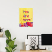 Poster Vous Êtes Aimés Fleurs De Tulipes Mots Positifs (Bureau à domicile)