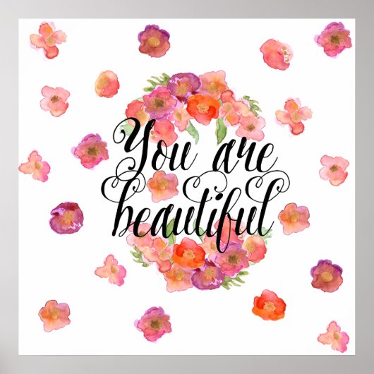 Poster Vous êtes Belle aquarelle Floral (Devant)