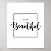 Poster Vous Êtes Belle, Citation Fille, Décor mur (Devant)