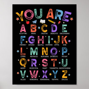 Poster Vous êtes des lettres Alphabet Apprendre Abcs Garç