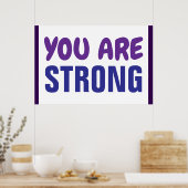 Poster Vous êtes Forte Violet Bleu Persist Encourageur (Cuisine)