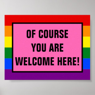 Poster Vous Êtes Les Bienvenus Ici Client LGBTQ Rainbow P
