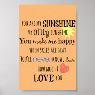 Poster Vous êtes ma Sunshine Word Art Typographie