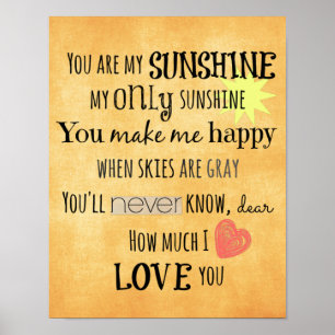 Poster Vous êtes ma Sunshine Word Art Typographie