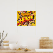 Poster Vous êtes mon HERO Fun Retro Comic Book Pop Art (Cuisine)